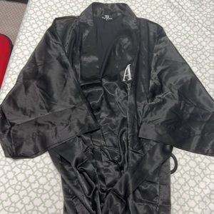 Black satin robe with initial A size L